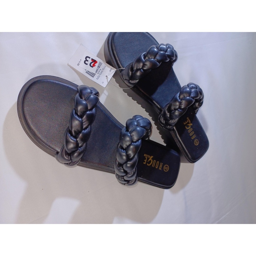 Rouge Helium Shoes Womens Size 9 Black‎ Braided Slide Sandals R9-PERK